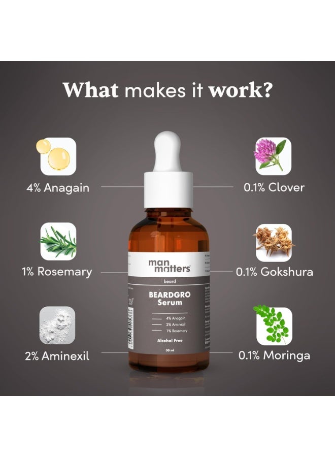 مان ماترز زيت سيروم لنمو اللحية من مان ماترز 30 مل وبكرة ديرما رولر مزودة بـ 540 إبرة دقيقة من سبائك التيتانيوم 0.5 مم | يحتوي على 4% أناجين، 2% أمينكسيل و1% إكليل الجبل | يحفز بصيلات الشعر | يعالج نمو اللحية غير المتساوي والمتفرق | آمن وفعال. - Image 3